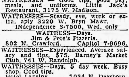 Jim & Pete's, 802 N. Crawford - Chicago Tribune, July 1, 1952